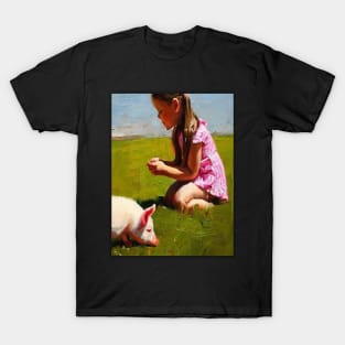 baby and pig graphic T-Shirt